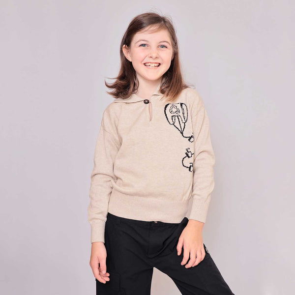 Beige Sweater with Kite for Kids