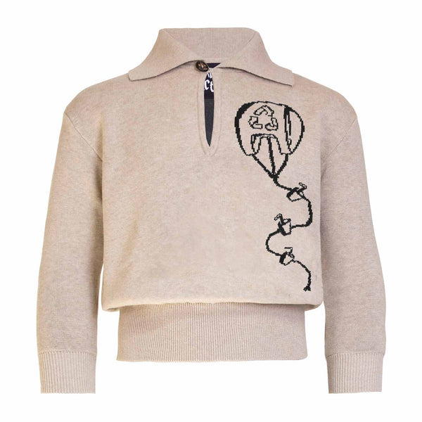 Beige Sweater with Kite for Kids