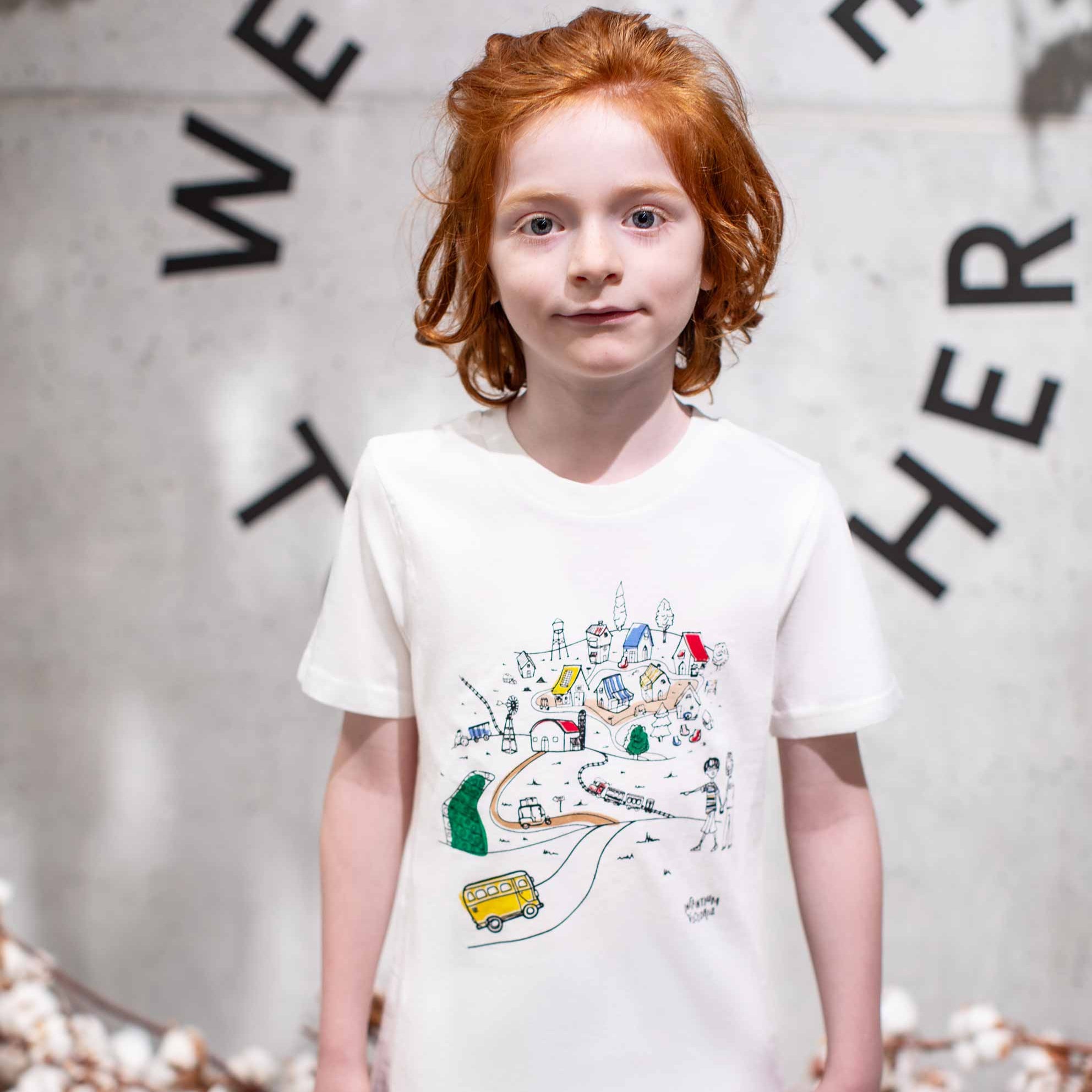 Infographics T-shirt met Village-print voor kinderen