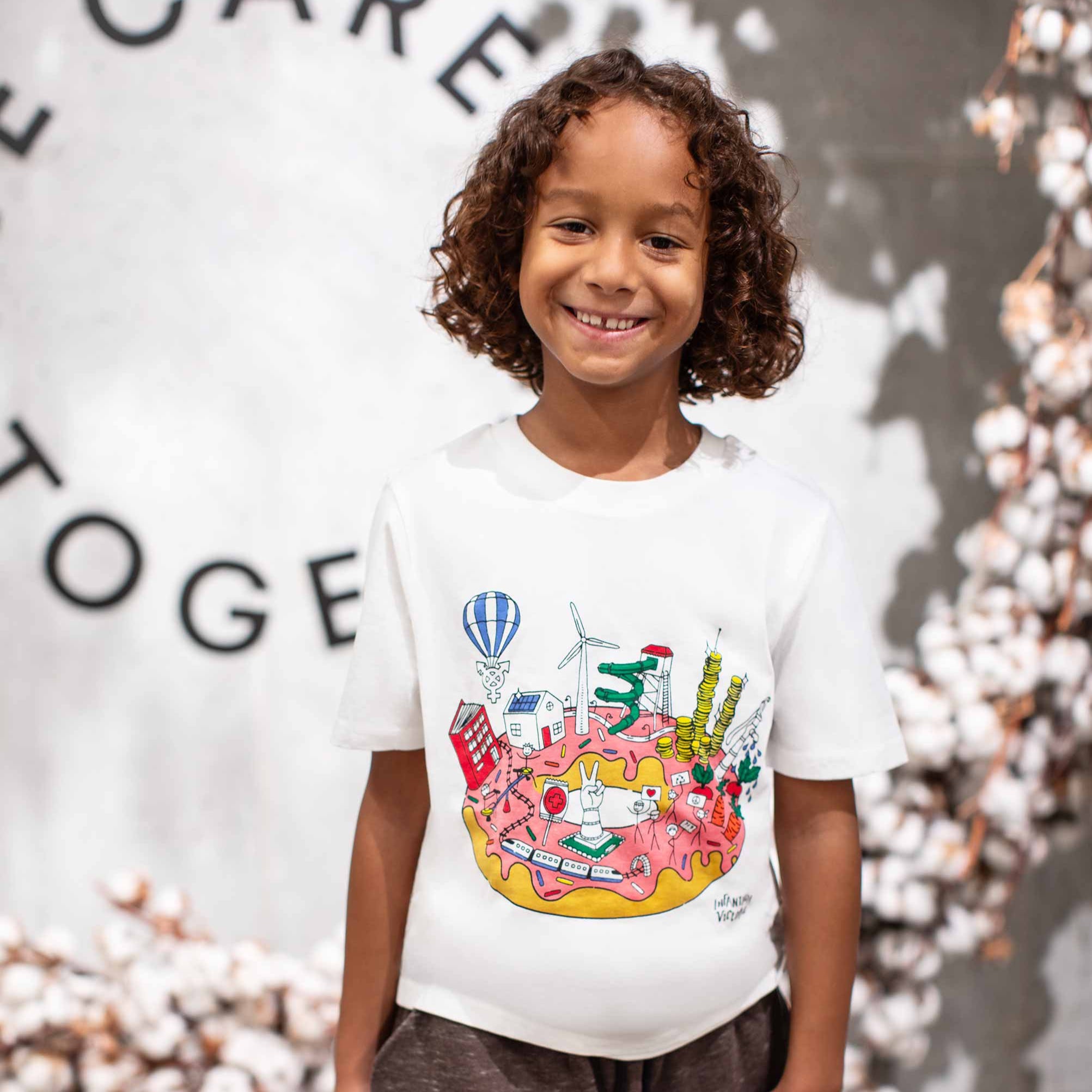 Infographics T-shirt met bedrukte donut voor kinderen