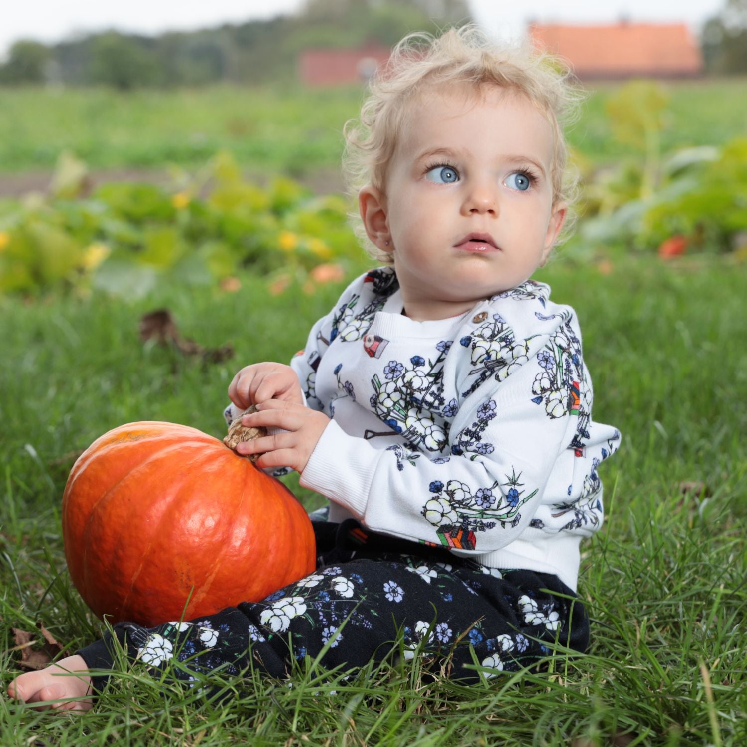 Weißes Baby-Sweatshirt mit Blumenmuster