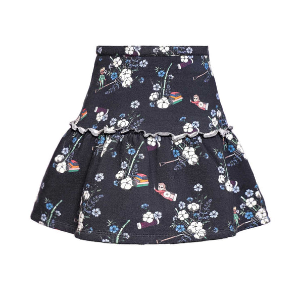 Black Floral Skirt for Girls