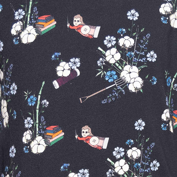 Schwarzes Blumen-T-Shirt für Jungen und Mädchen