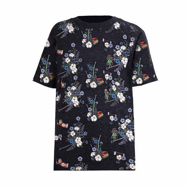Black Floral T Shirt for Boys and Girls