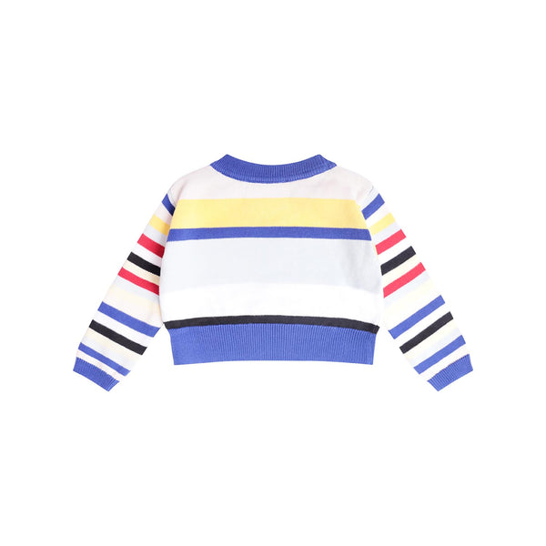 Knitted Baby Sweater in Bright Stripes