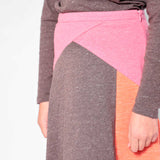 Girls Pink and Orange Colorblock Skirt