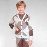 Kids Cardigan in Choco and Mint