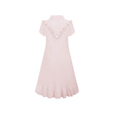 Pink Knit Midi Dress with Yoke