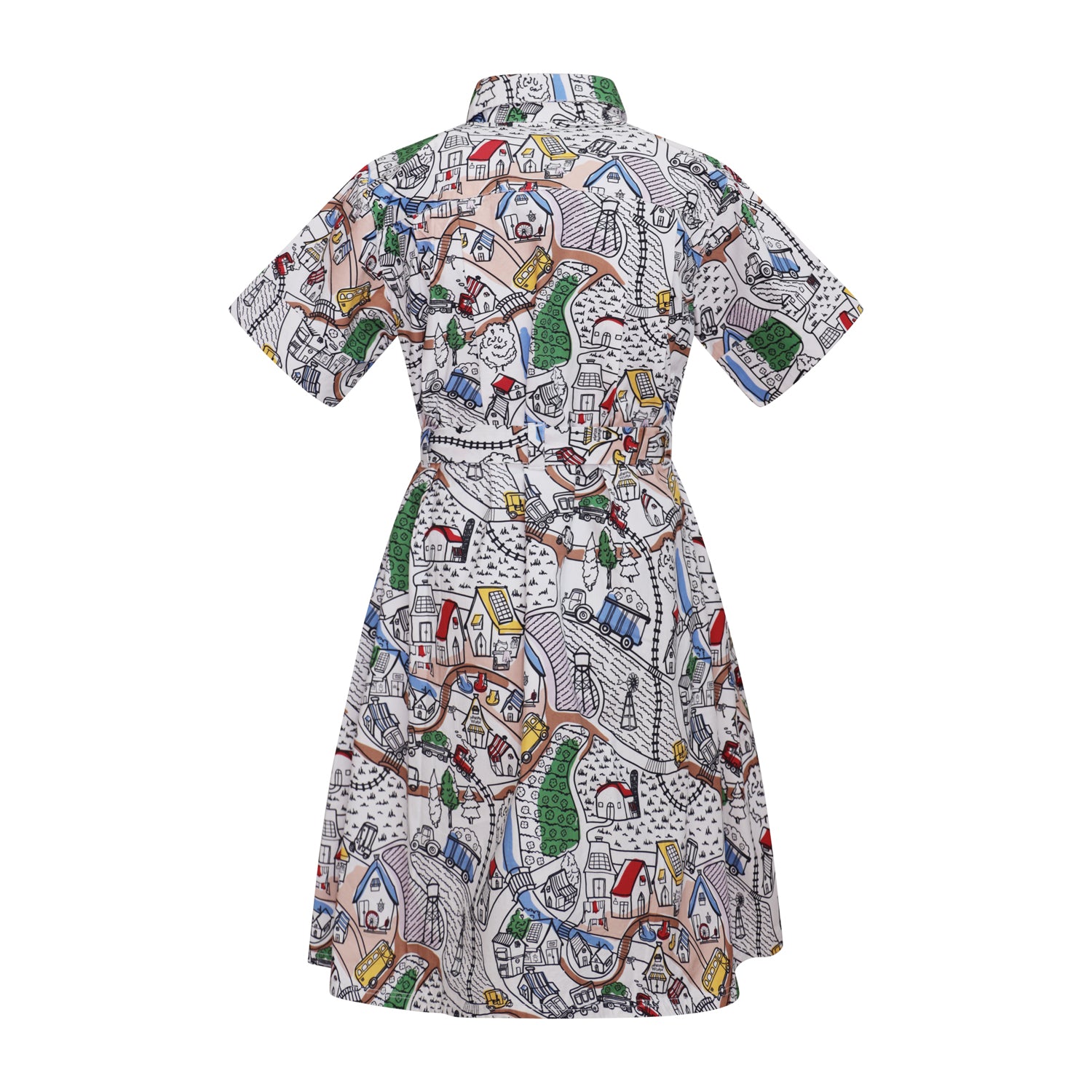 Village Print Girls Summer Dress