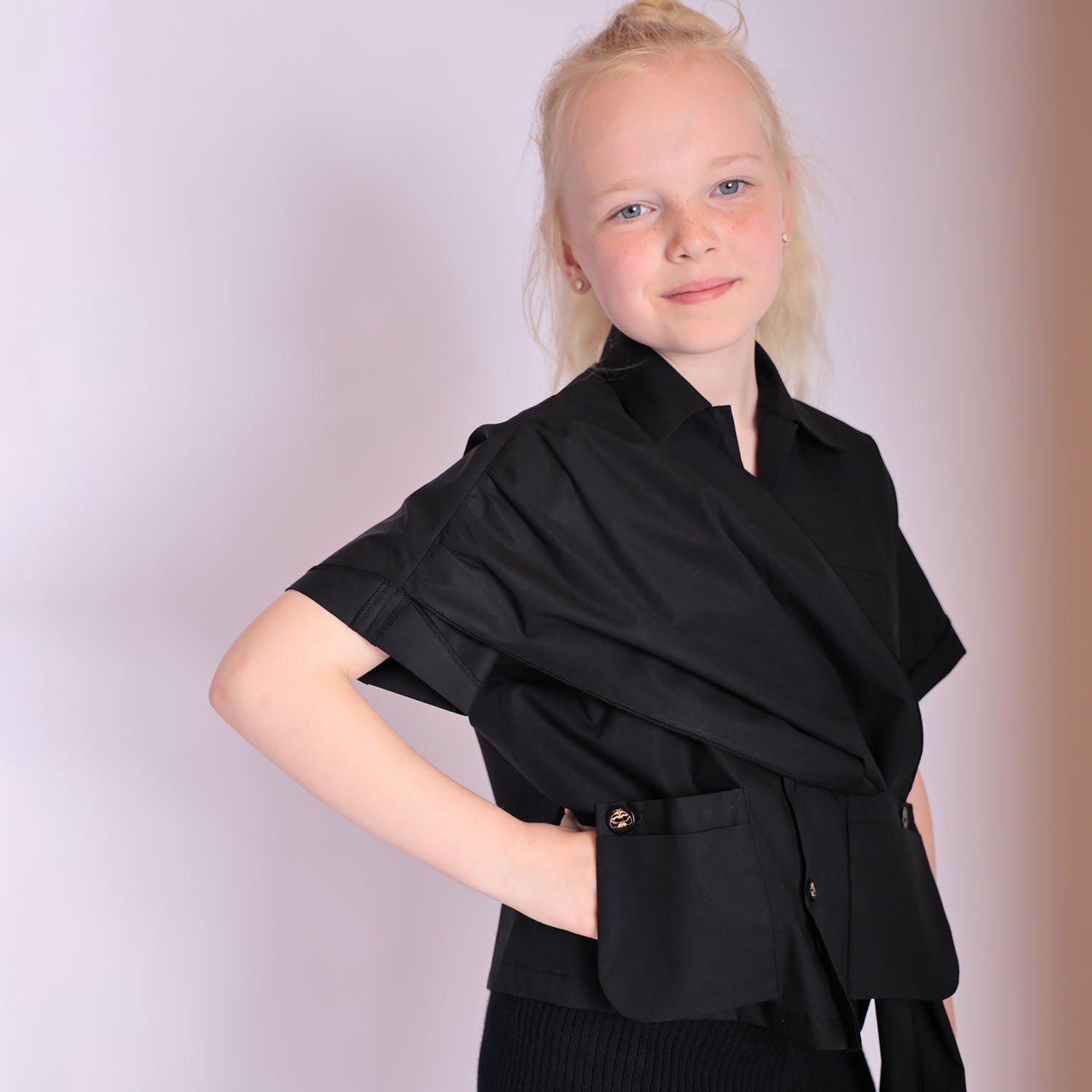 Zero Waste Black Designer Shirt for Boys and Girls