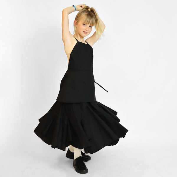 Zero Waste Black Flower Girl Dress