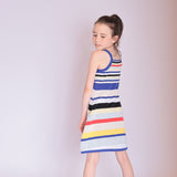 Girls Beach Dress with Bright Stripes