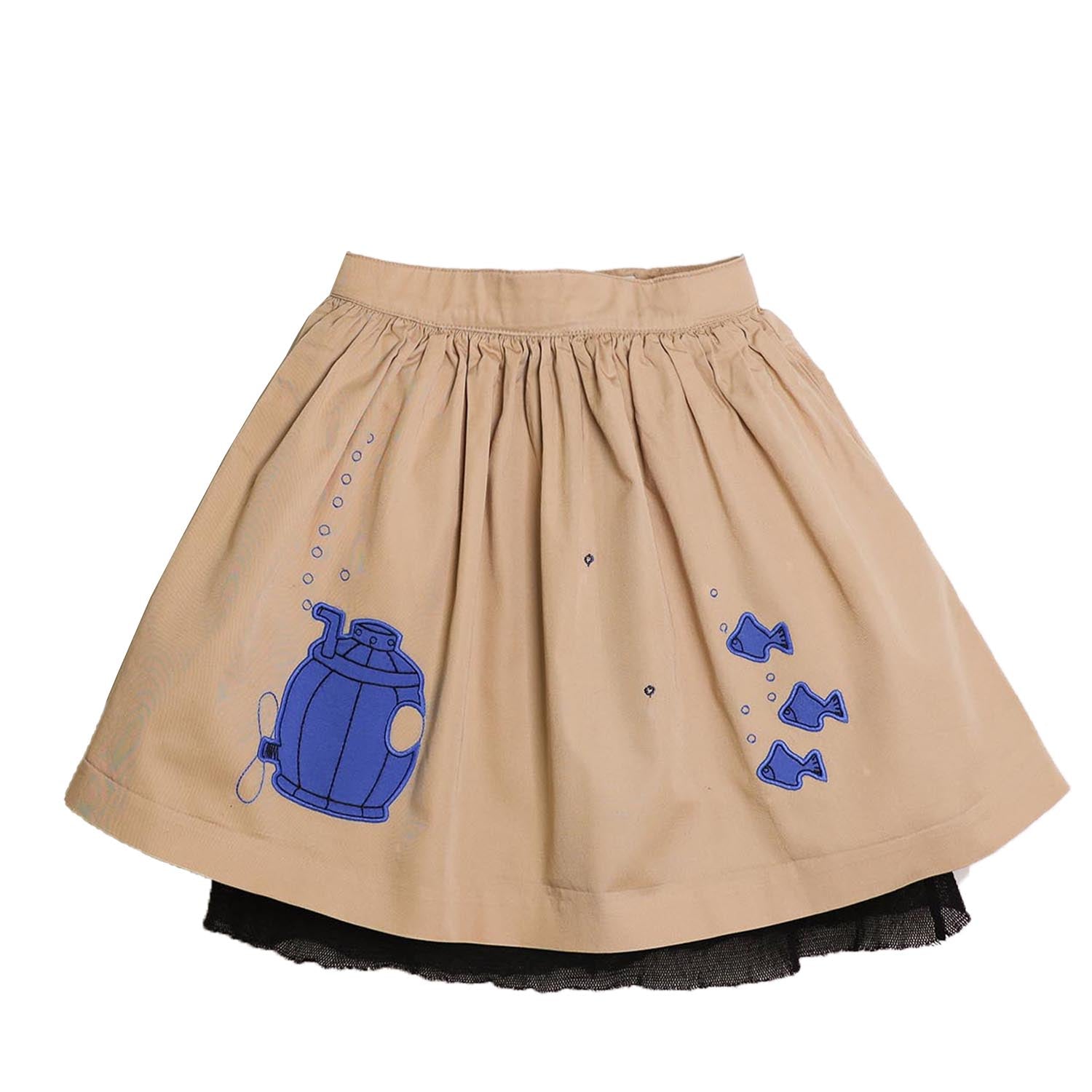 MAGIC MENDING PRELOVED Beige katoenen rok met onderzeeër, 8 jaar