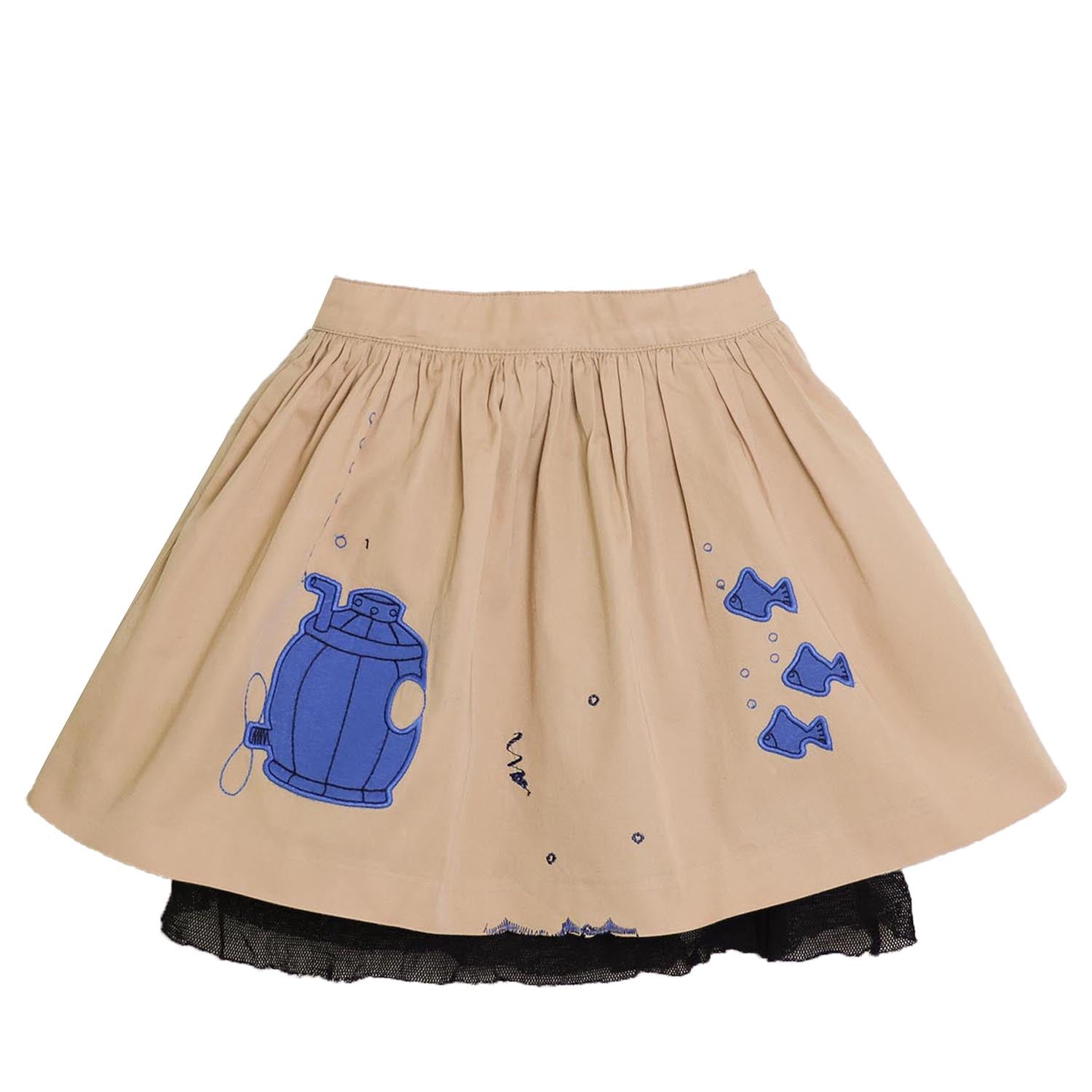 MAGIC MENDING PRELOVED Beige katoenen rok met onderzeeër, 6 jaar