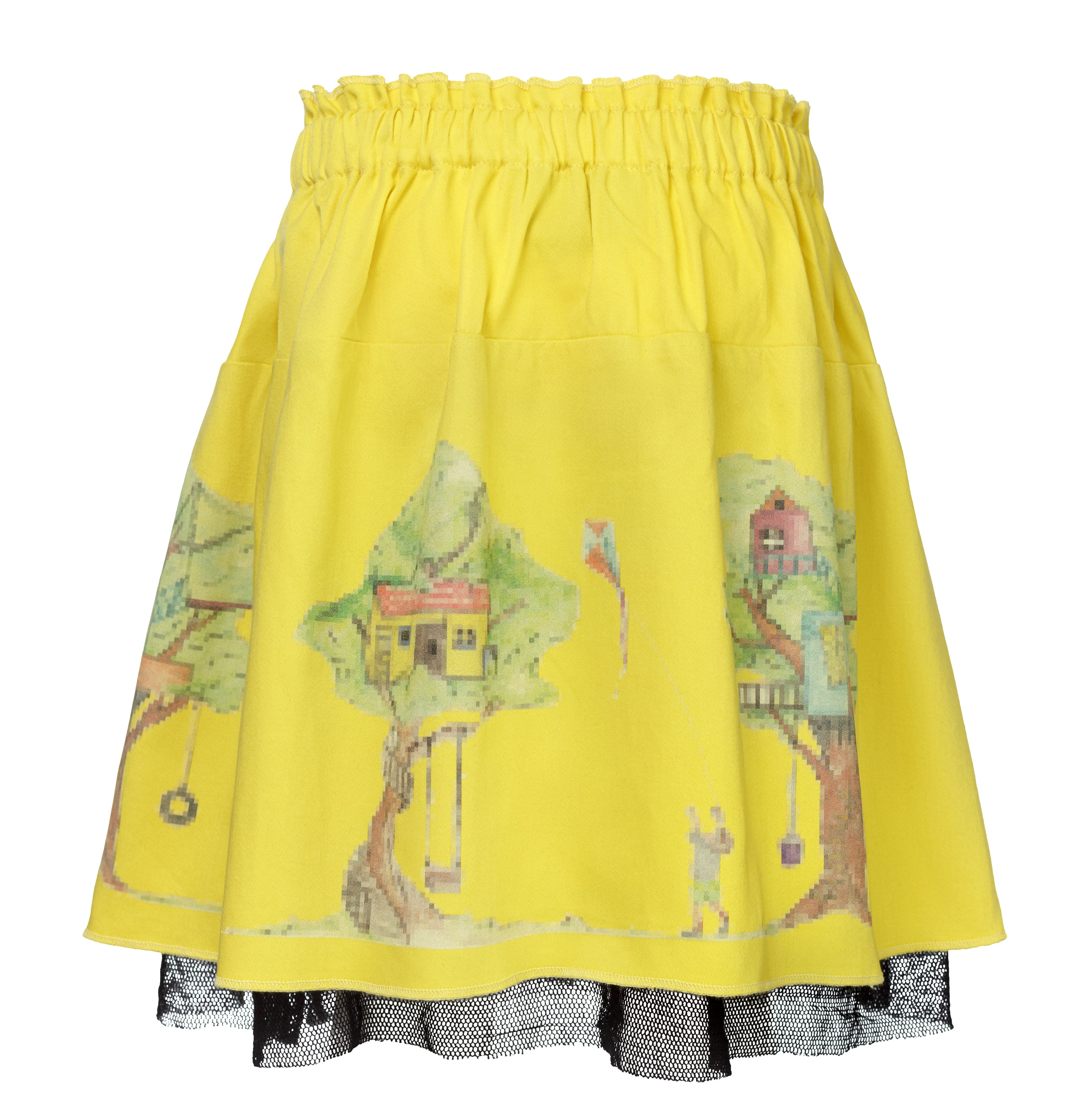 Yellow Skirt with Treehouse Print