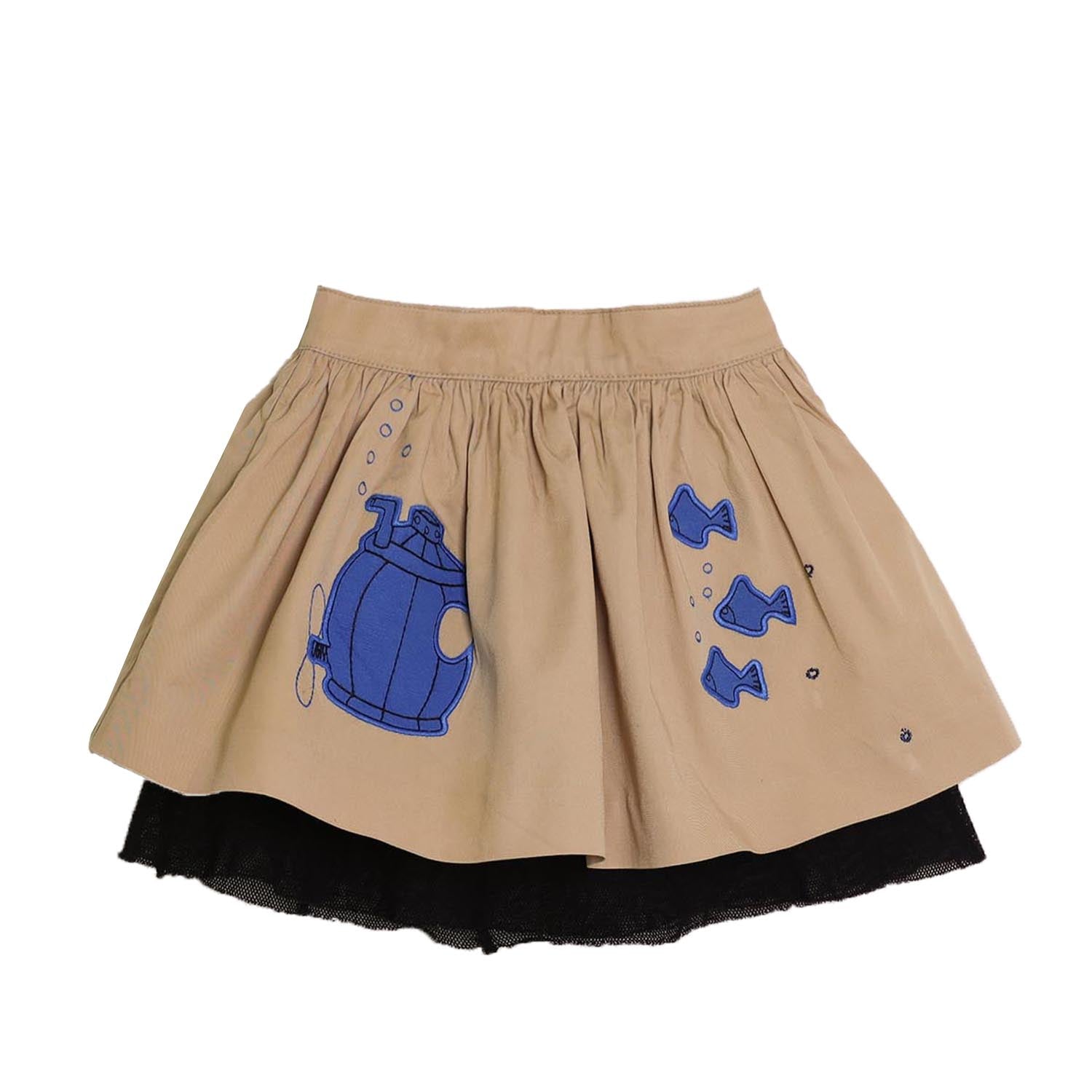 MAGIC MENDING PRELOVED Beige Cotton Skirt with Submarine, 2 years