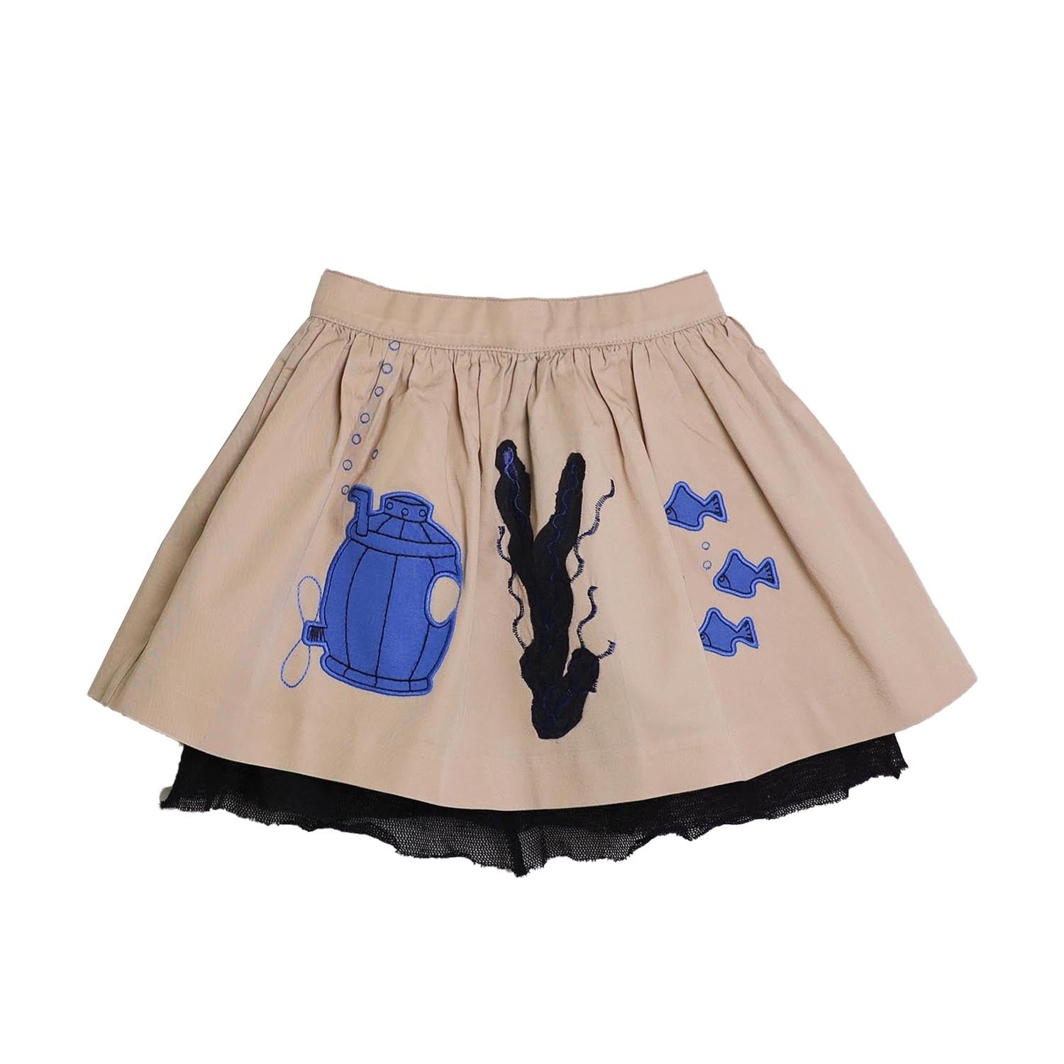 MAGIC MENDING PRELOVED Beige Cotton Skirt with Submarine, 4 years