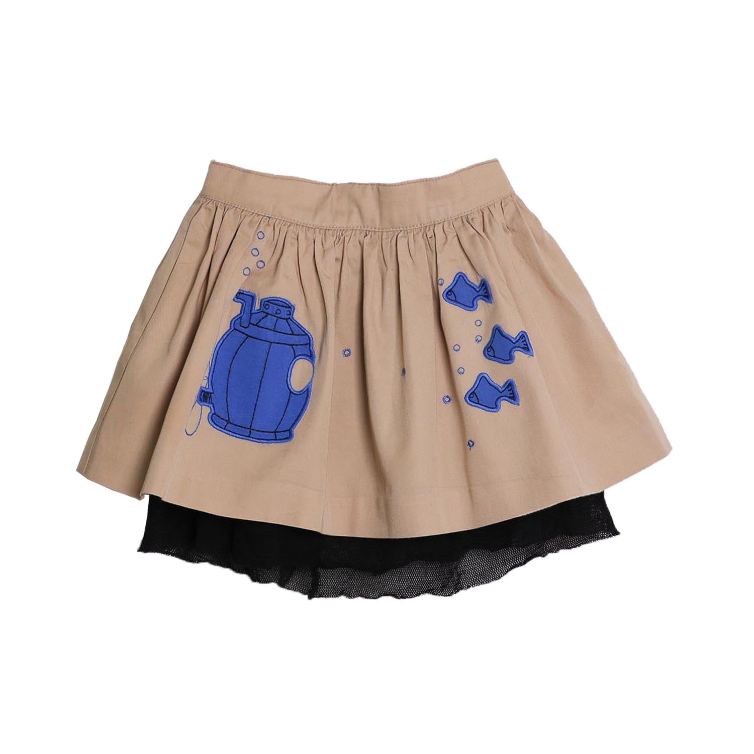 MAGIC MENDING PRELOVED Beige katoenen rok met onderzeeër, 2 jaar