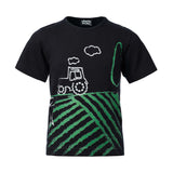 Short Sleeve Black T-Shirt with Tractor Print