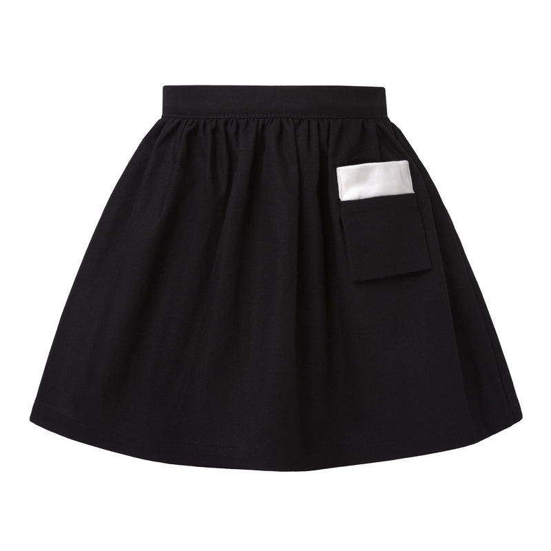 Black Cotton Canvas Skirt