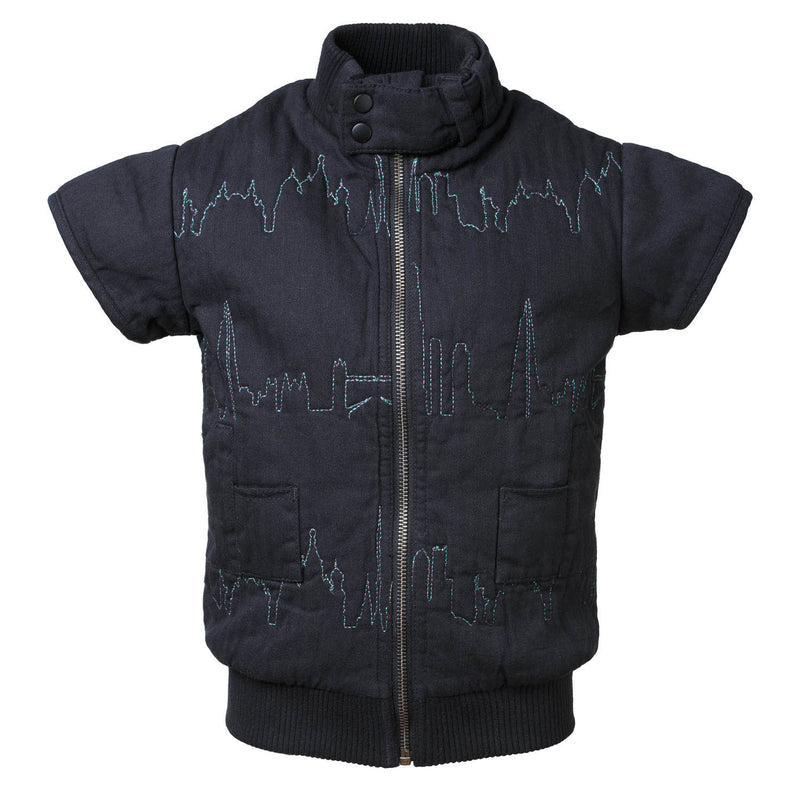 Padded Vest with Skyline Embroidery