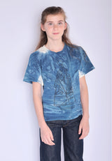 Mädchen- und Jungen-T-Shirt mit natürlichem Indigo
