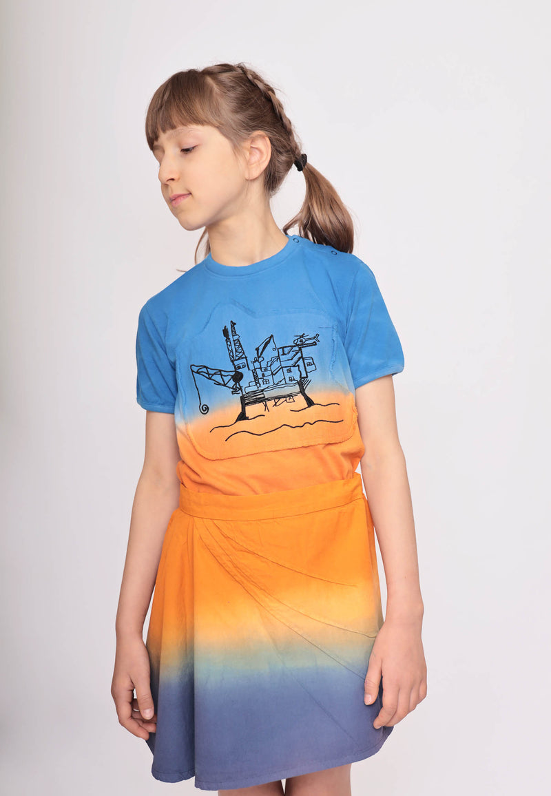 Dip Dye T-Shirt mit Bohrinsel