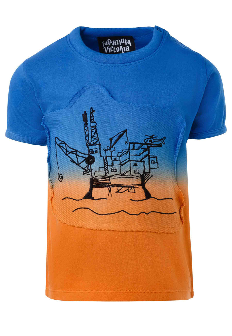 Dip Dye T-Shirt with Oil Rig