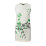 Off-White T-Shirt Dress with Wind Mill