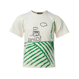 Off-White Short Sleeve T-Shirt with Tractor Print