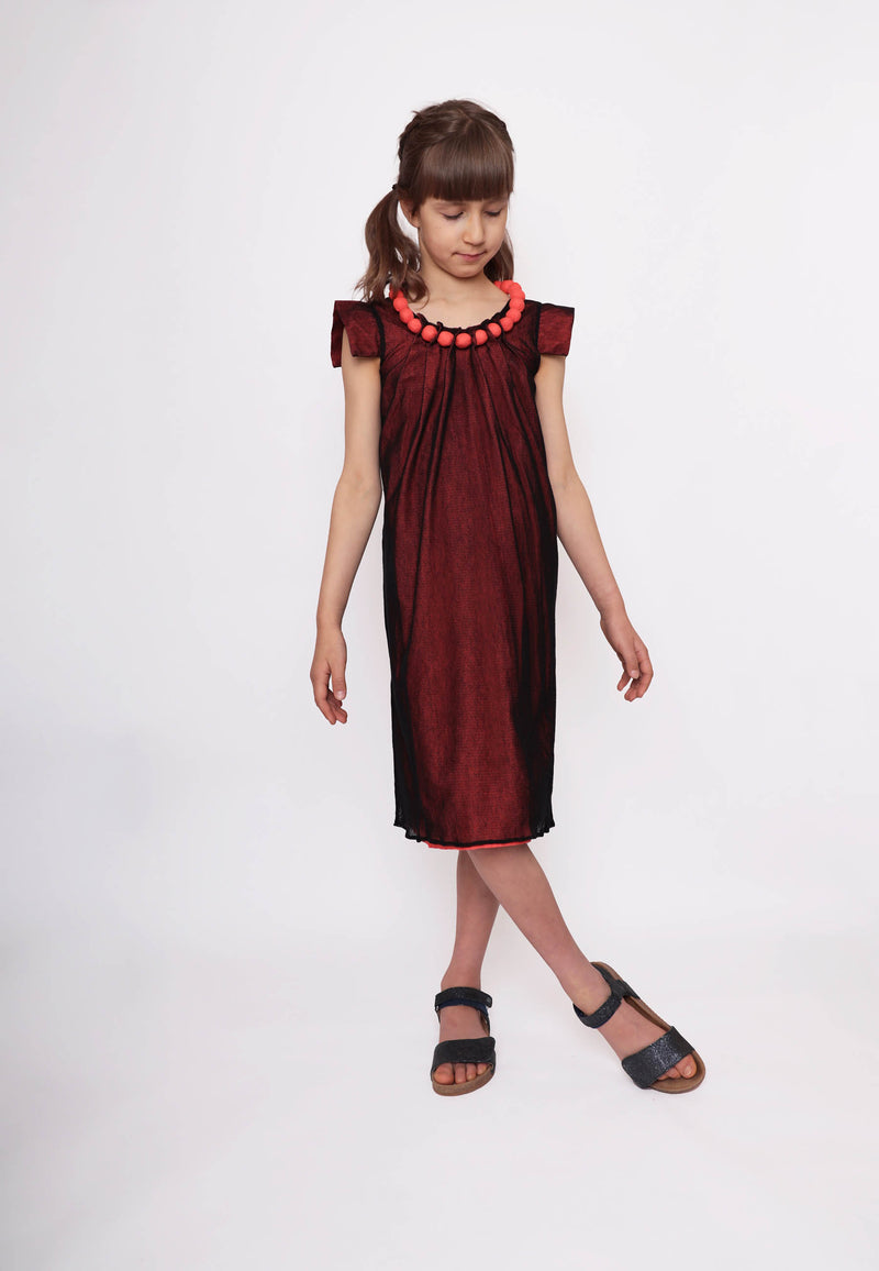 Organic Cotton Girls Tulle Dress in Red