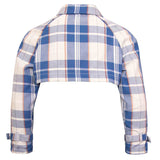 Bolero-Jacke in blau-weißem Tartan