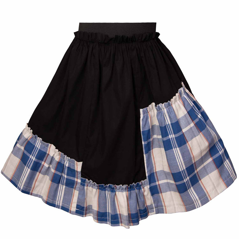 Black Skirt with Tartan Detail in Blue & White