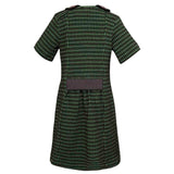 Grünes Pied de Poule A-Linien-Kleid