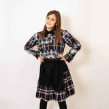 Black Skirt with Tartan Detail in Red & Green