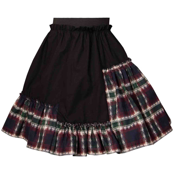 Black Skirt with Tartan Detail in Red & Green