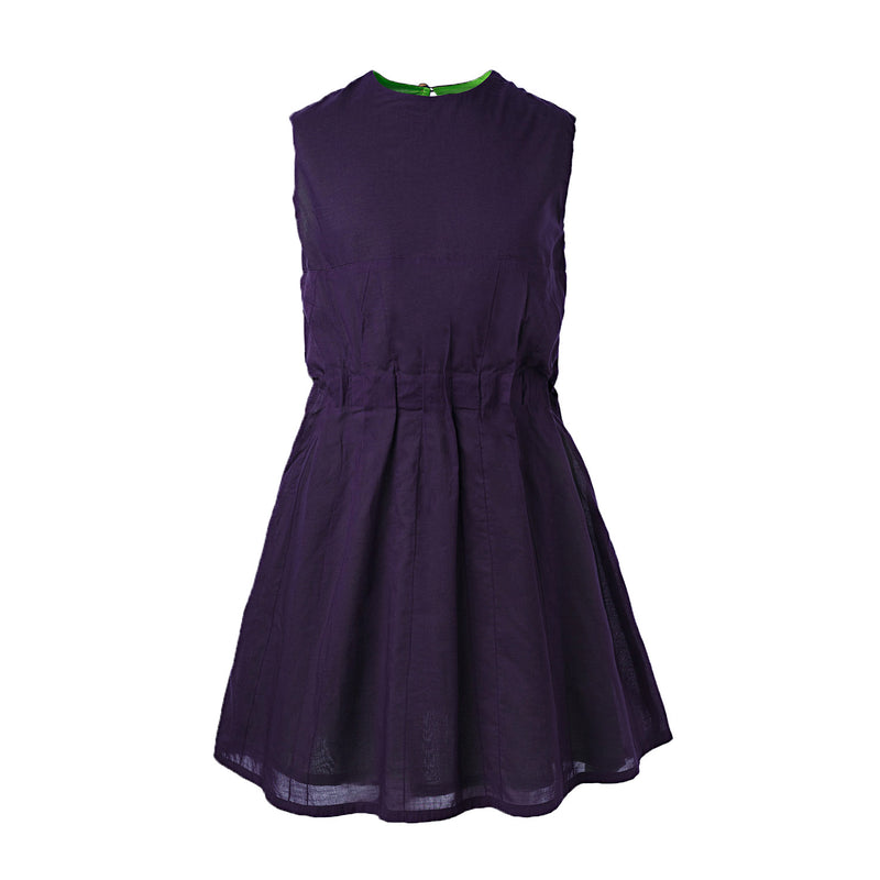 Purple Summer Dress with Pleats