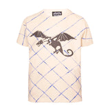 Handbemaltes Off-White T-Shirt mit Dragon Limited Edition