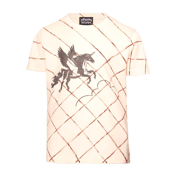 Hand-Painted Off-White T-Shirt with Unicorn