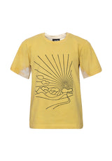 Handwerkliches T-Shirt Natürlich gefärbter Kurkuma mit Handaufdruck