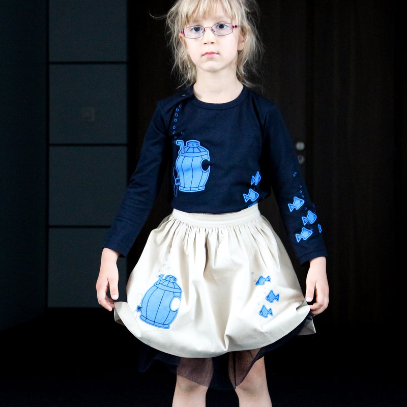 Beige Cotton Skirt with Submarine