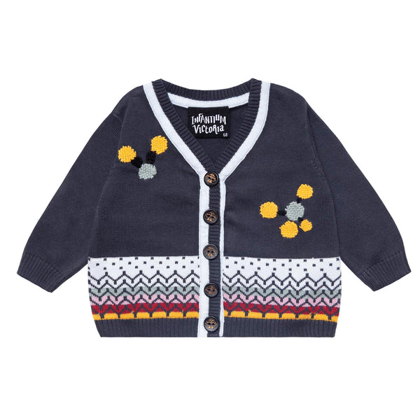 Grey Baby Cardigan with Hand Embroidery 100 Organic Cotton