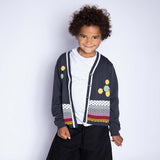 Grey Boys and Girls Cardigan with Hand Embroidery