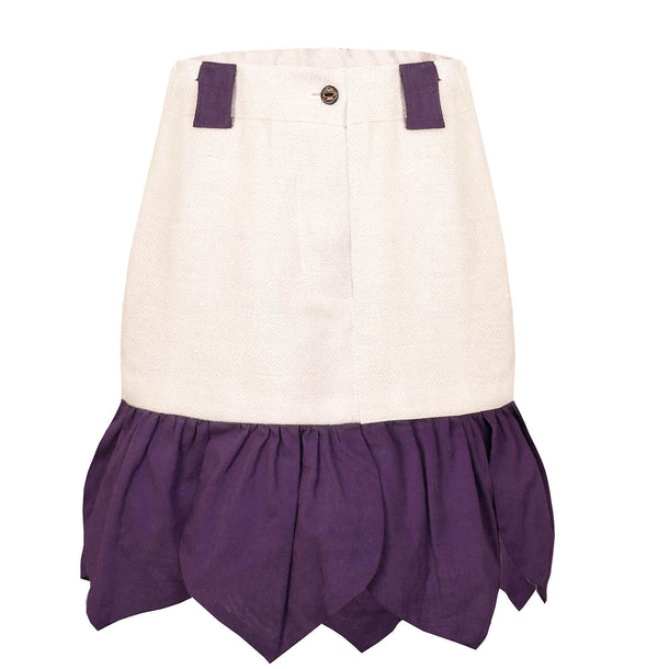Beige Mini Skirt with Purple Flower Petals