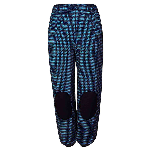 Black and blue pied de poule pants with knee patches