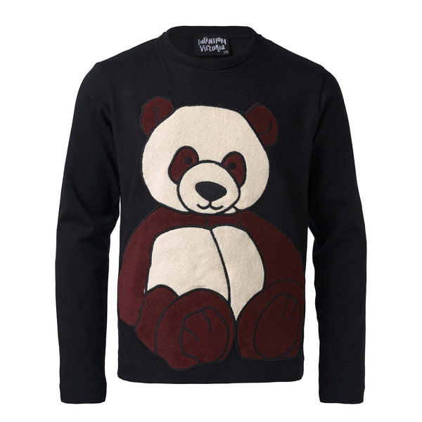 Schwarzes Langarmshirt mit Panda