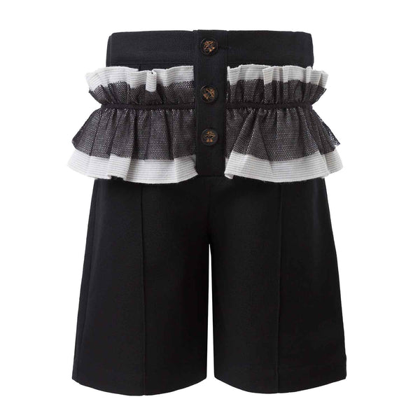 Black Shorts with Ruffles