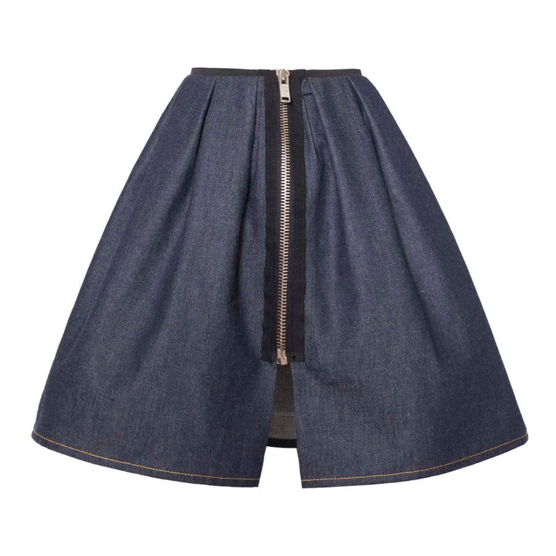 Blue Denim Skirt with Appliqué