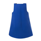 blue trapeze dress for girls, summer girls dress, organic cotton dress