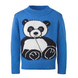 Blue Knitted Sweater with Panda